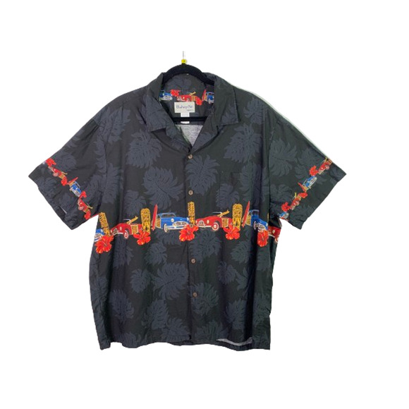 Bishop St. Apparel Mens 3XL Hawaiian Button Up Shirt Tiki Woody Surfer Vintage - Picture 1 of 9